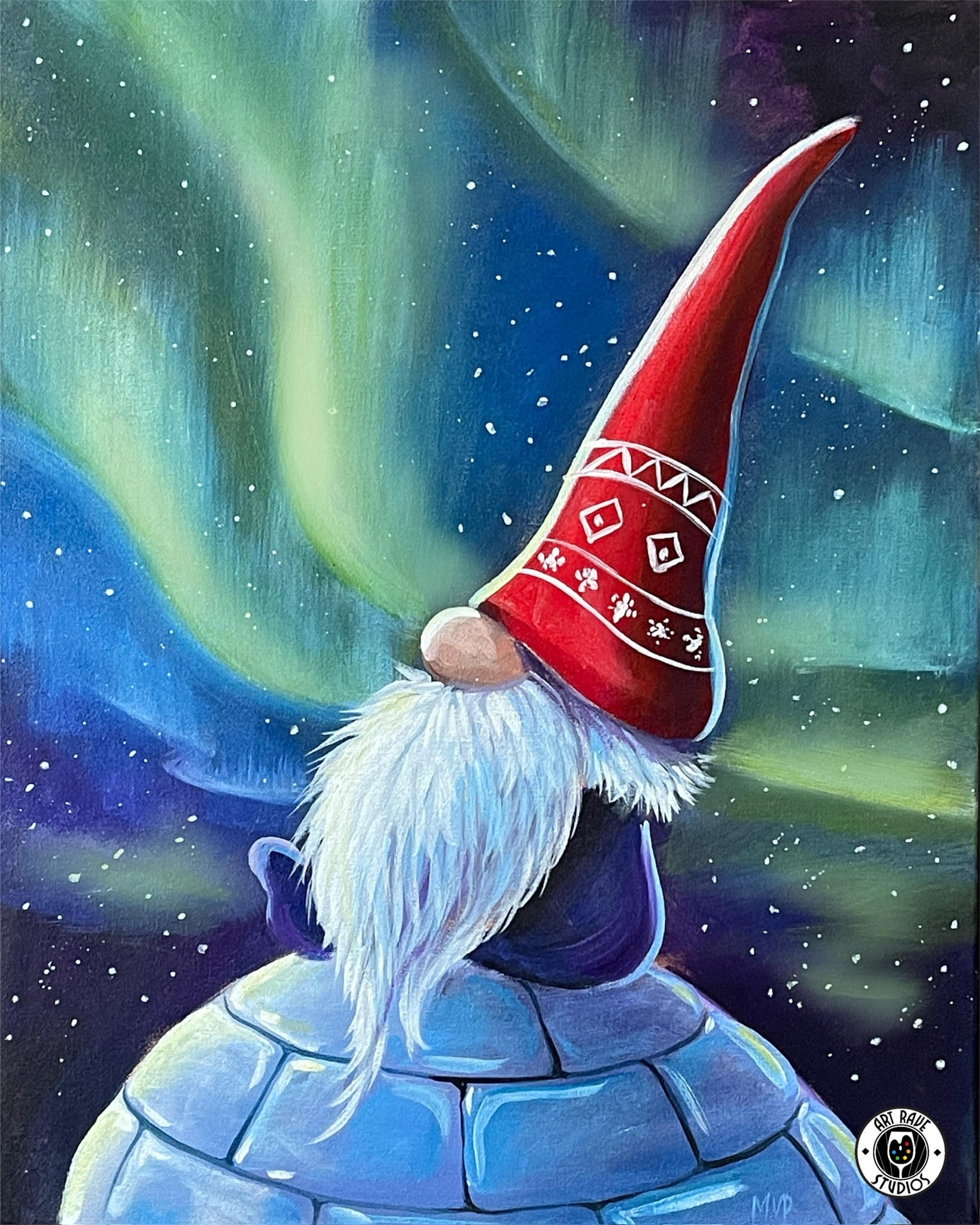 Northern Lights Gnome - Canvas Paint & Sip