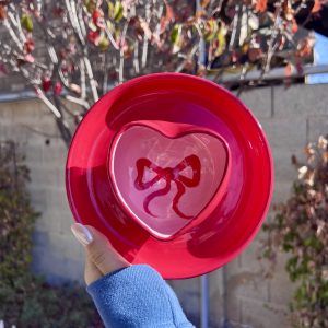 Heart Shaped Chip and Dip Platter Wheel Thrown