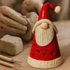 Santa Gnome Tea Light - Hand Building Clay Class