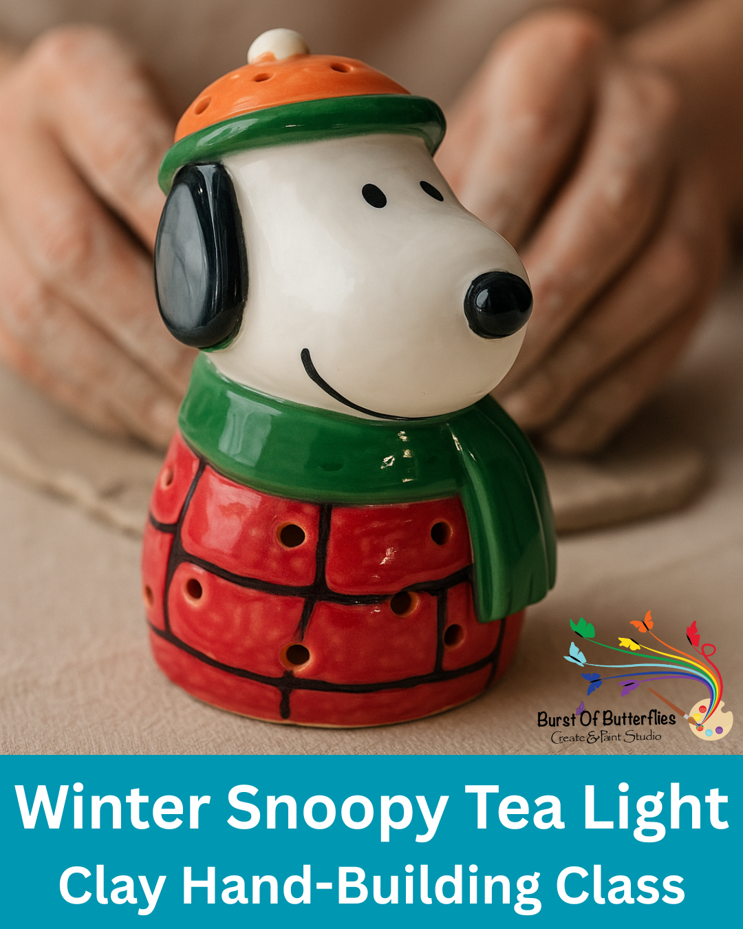 Snoopy Holiday Tea Light - Hand Building Clay Class