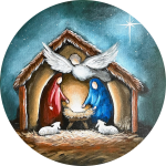 Away In A Manger Round Canvas - Canvas Paint & Sip