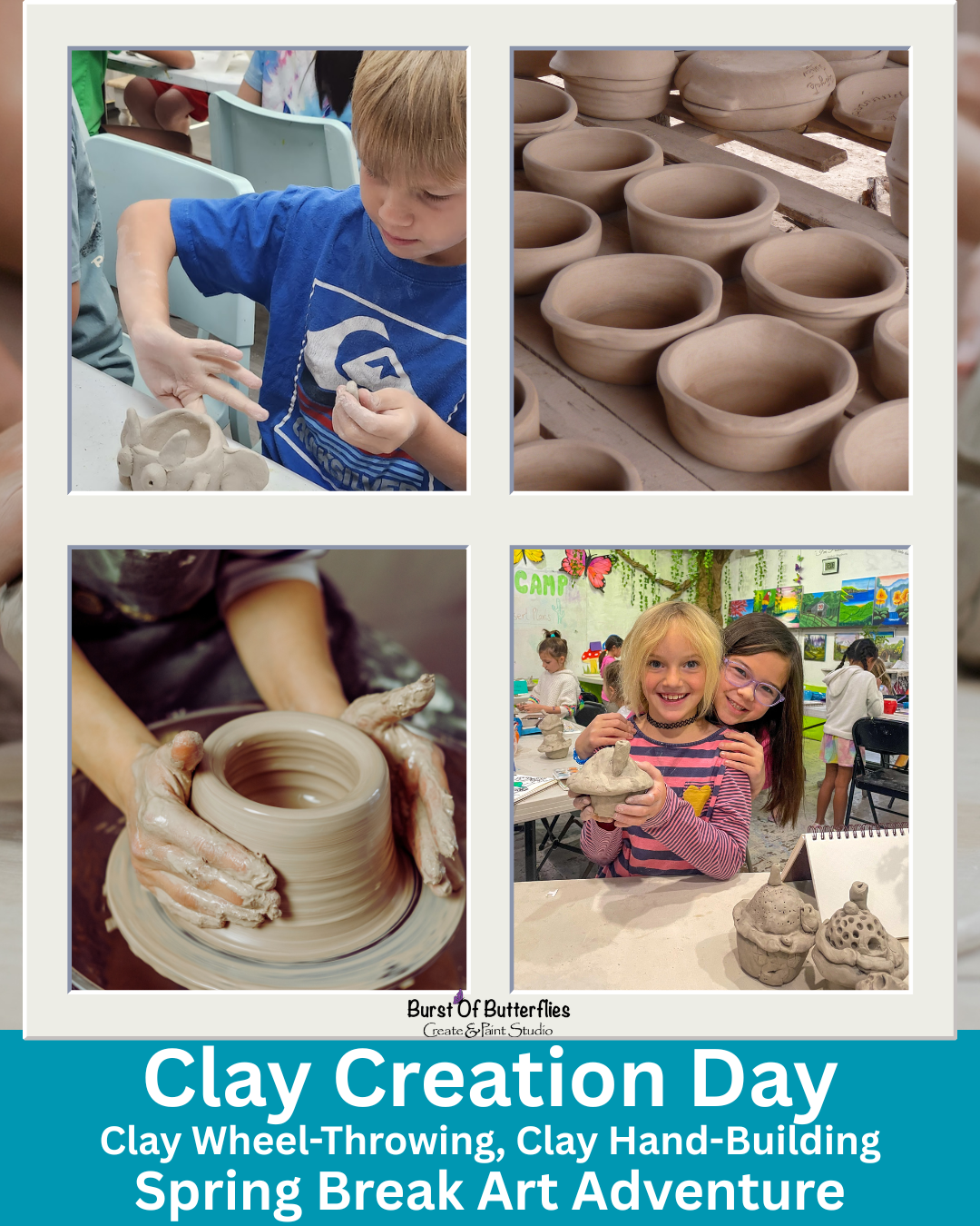 Spring Break Kids Art Adventure 2026 – Clay Creation Day | Ages 8+ | Monday March 16th | 1pm to 4pm