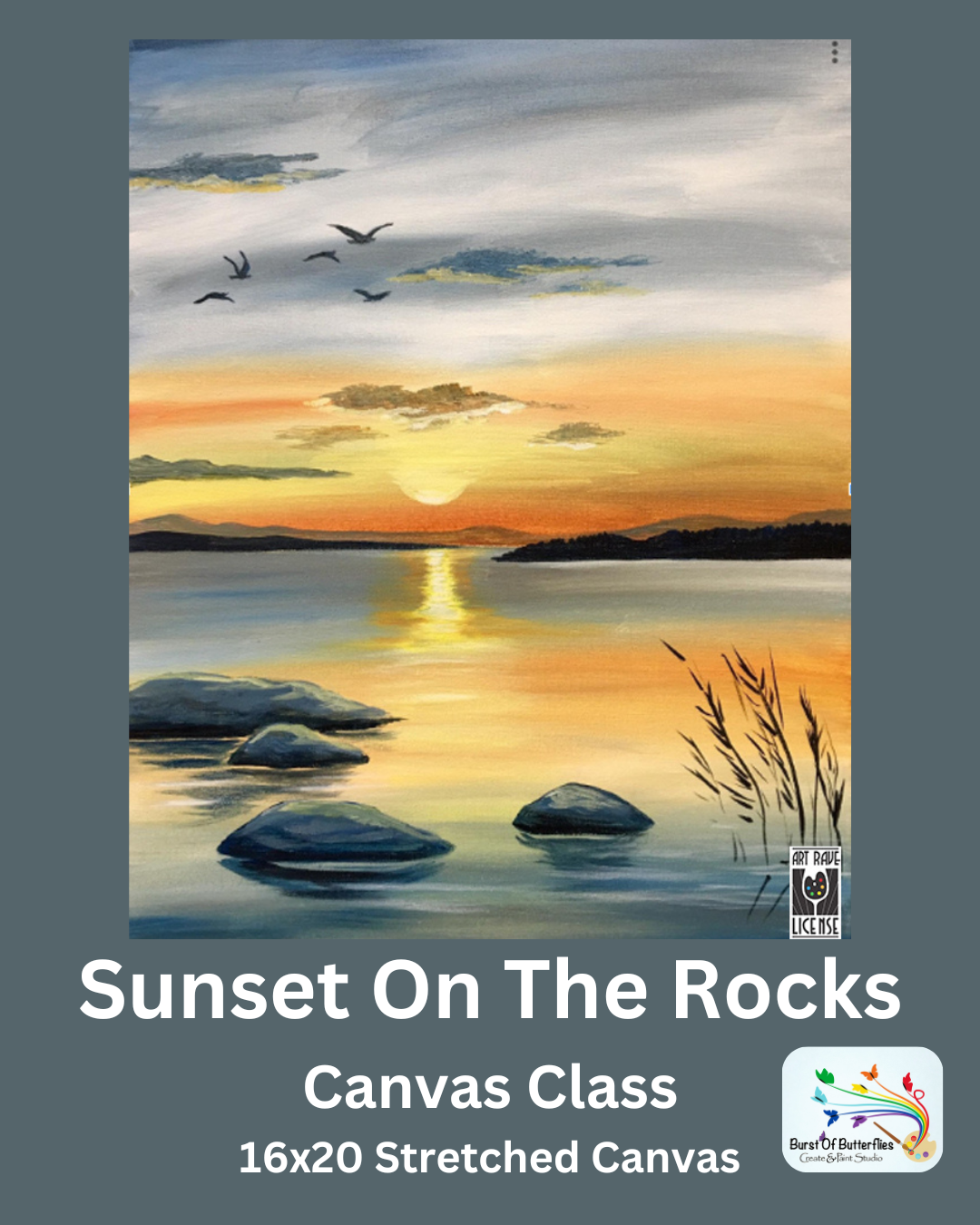 Sunset On The Rocks – Guided Canvas Class in Peoria AZ