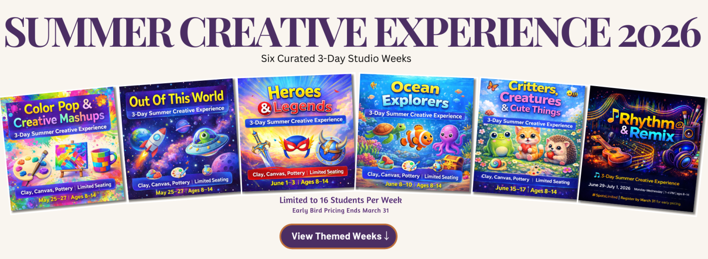 SummerCreativeExperiences2026Banner (4) Summer Camp Art Experience at Burst Of Butterflies Studios