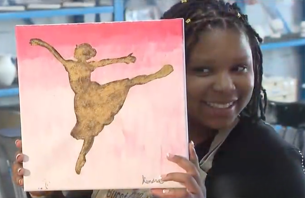 Finding Forever segment filmed at Burst of Butterflies Chandler featuring young artist painting
