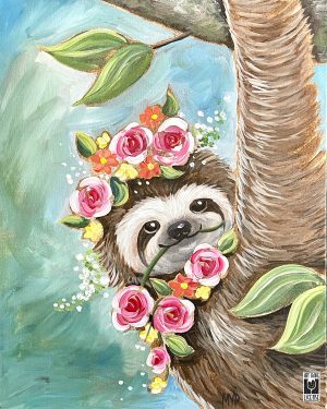 Fashionably Slooow canvas design paint & sip class at Burst Of Butterflies