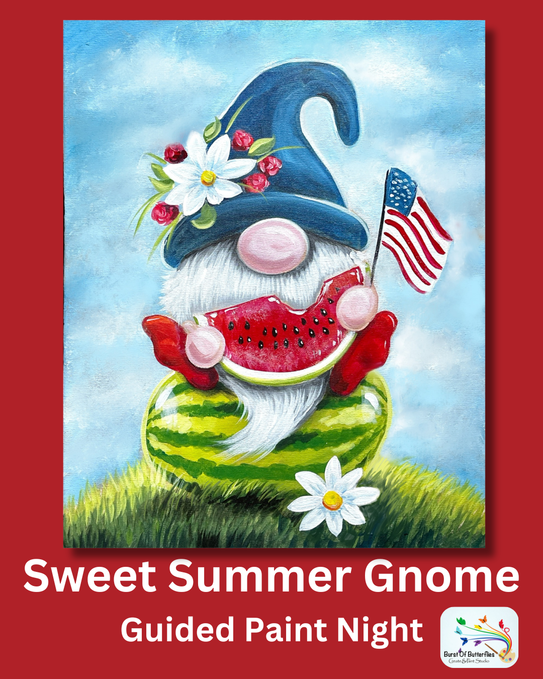 Sweet Summer Gnome - Guided Paint & Sip Canvas Night